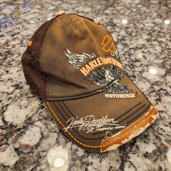 Vintage Harley Davidson St. Thomas Distressed Hat With Embroidered Logo - Picture 1 of 4